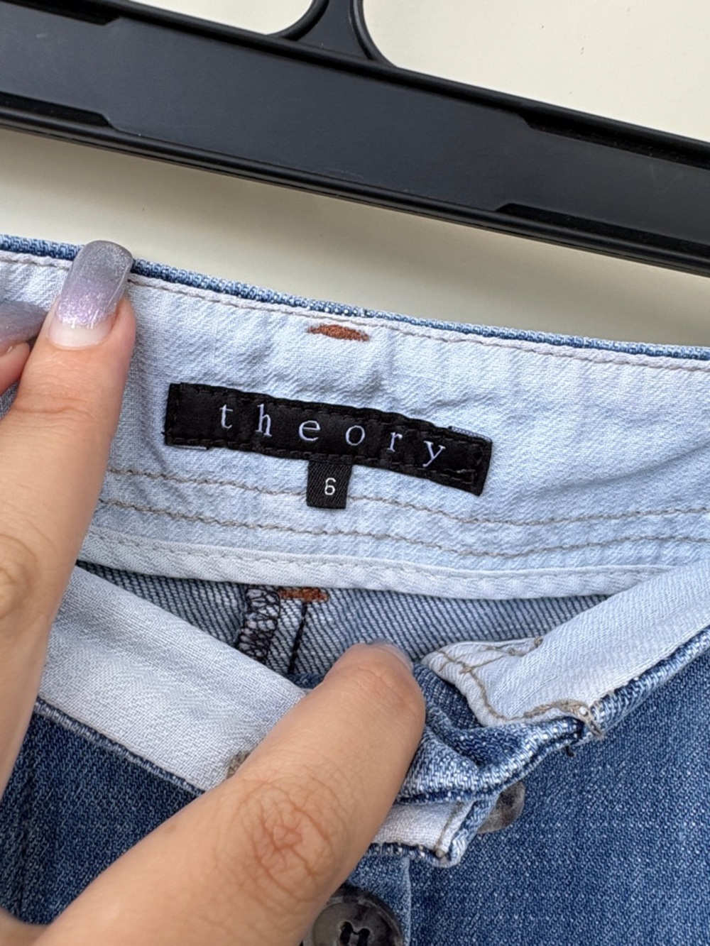 Theory Light Blue Denim Jeans - Button-Front - Picture 3 of 4
